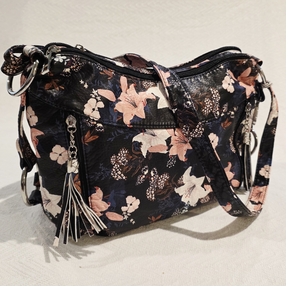 Floral Black and Pink Women's Bag